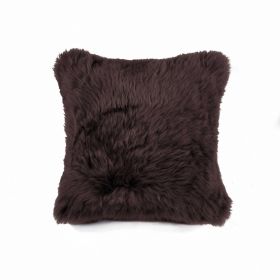 Large Square Soft Chocolate Natural Sheepskin Fur Pillow