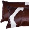 12" X 20" X 5" Chocolate And White Cowhide  Pillow 2 Pack