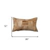 12" X 20" Natural Cowhide Throw Pillow