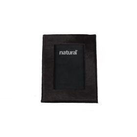 4" x 6" Black Cowhide Picture Frame with Mat