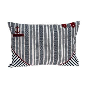 14" X 20" Gray Striped Cotton Throw Pillow