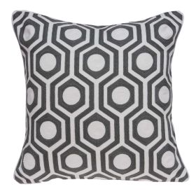 20" Gray And White Geometric Cotton Throw Pillow