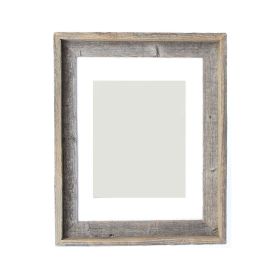 16" x 20" Gray And Brown Distressed Solid Wood Hanging Picture Frame with Mat