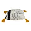 16" X 24" Beige And Black Geometric Cotton Throw Pillow with Tassels