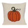 20" Ivory And Orange Pumpkin Cotton Throw Pillow