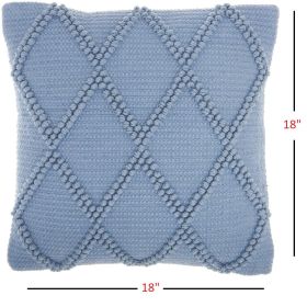 18" Blue Diamond Cotton Blend Throw Pillow with Texture
