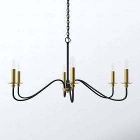 30-inch Traditional Dimmable 6-Light Chandelier in Black/Brass Finish