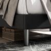 Full size Black Linen Upholstered Platform Bed with Button-Tufted Headboard