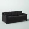 Modern 3-Seater Black Microfiber Upholstered Sofa