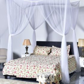 White 4-Post Bed Princess Canopy Net Netting for Full or Queen size Beds