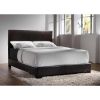 Queen size Dark Brown Faux Leather Upholstered Bed with Headboard