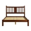 Queen size Solid Pine Wood Platform Bed Frame with Headboard in Cherry