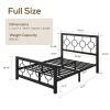 Full Black Metal Platform Bed Frame with Circle Medallion Headboard Footboard