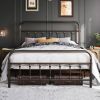 Full size Vintage Bronze Metal Platform Bed Frame with Headboard and Footboard