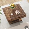 Square Farmhouse Coffee Table in Brown Black Wood Finish
