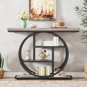 Modern 41-inch Wide Narrow Entryway Console Table with Grey Wood Finish Shelves