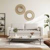 Ivory Upholstered Faux Leather Sofa w/ Pillows Solid Hardwood Legs