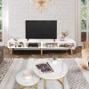 Modern Mid-Century Style TV Stand in White with Wood Legs for TVs up to 65-inch