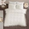 King 100-Percent Cotton Chenille Bedspread with Fringe Hem in Off-White