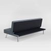 Modern Futon Sofa Bed in Light Gray Fabric with Chrome Metal Legs