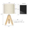 Set of 2 - Solid Wood Tripod Table Lamp with Beige Linen Drum Shade