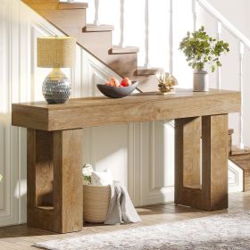 Modern Farmhouse 63-inch Long Narrow Console Sofa Table in Natural Wood Finish