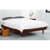 Queen size Mid-Century Modern Platform Bed Frame in Dark Brown Wood Finish