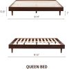 Queen size Mid-Century Modern Platform Bed Frame in Dark Brown Wood Finish