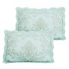 Queen size Light Blue Damask Embroidered 4 Piece Oversized Bedspread Set