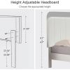 Queen size White Upholstered Platform Bed Frame with Headboard