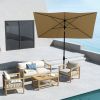 6.6 X 10 ft Rectangular Market Umbrella Patio Outdoor Table Umbrellas with Crank & Push Button Tilt, Coffee
