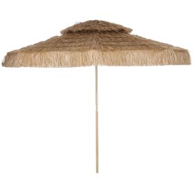 10 ft. Hula Thatched Tiki Patio Outdoor Umbrella with 8 Ribs, UPF30+, for Garden, Backyard, Deck, Pool, Natural