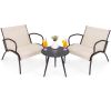 3 Piece Patio Metal Aluminum Wide Armchair and Table Set