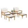 5 Piece Rattan Furniture Set with Square Coffee Table