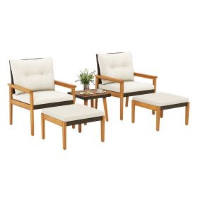5 Piece Rattan Furniture Set with Square Coffee Table