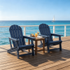 HDPE Adirondack Chair with Cup Holder Outdoor Wooden Texture Patio Furniture Seat And Armrests-There is only one chair