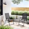 3-Piece Steel and Sling Folding Outdoor Patio Bistro Set, Black