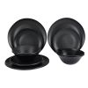 Black 12-Piece Eco-Friendly Recycled Plastic Dinnerware Set