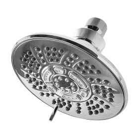 6-Setting Large Chrome Shower Head, 5.8" Face with Rub-Clean Nozzles