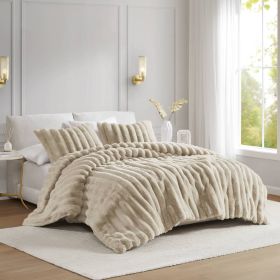 soft Faux Fur Ribbed Comforter Set Full/Queen