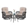 3-Piece Outdoor Wicker Swivel Rocker Bistro Set, Patio Conversation Set with 2 Swivel Rocking Chairs
