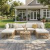 GO 7 Pieces Outdoor Patio Furniture, All-Weather Rattan Sectional Sofa Set with Thick Cushions and Pillows