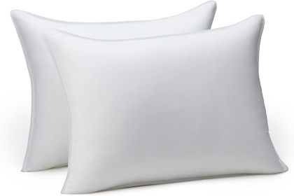 Down Alternative Pillow for Back Side Sleepers, Medium Density, Standard Size, 26" x 20", 2-Pack, White