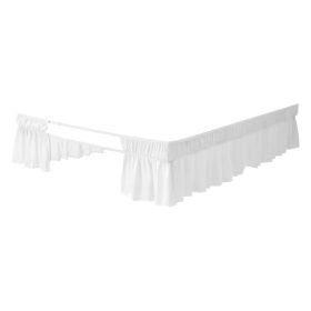 Wrap Around Bed Skirt, 15 in Drop, White Dust Ruffle Queen Size, Three Sides Adjustable Bedskirt with Easy Fit Elastic Strap