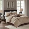 7 Piece Faux Suede Comforter Set Beige King