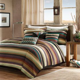 Reversible Quilt Set with Throw Pillows Multi Twin/Twin XL