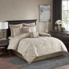 8 Piece Jacquard Comforter Set Tan/Ivory Queen