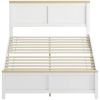 Full Bed Frame with Headboard, Modern Platform Bed Frame with Wooden Slats, No Box Spring Needed, Easy Assembly, White