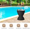 Black Outdoor Imitation Rattan Ice Cooler Side Table 8Gal 2-Height Adjustable with Drain Plug