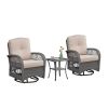 3-Piece Outdoor Wicker Swivel Rocker Bistro Set, Patio Conversation Set with 2 Swivel Rocking Chairs